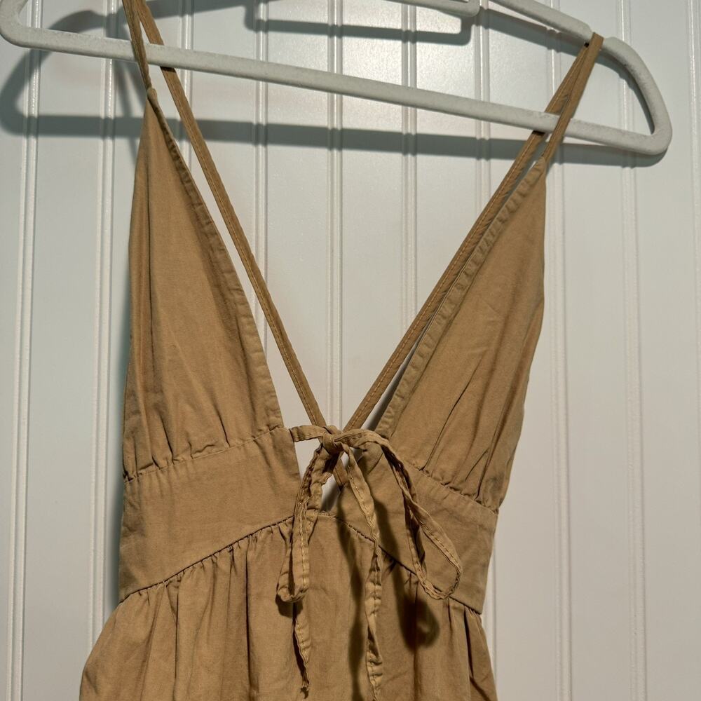Garconne Cotton Khaki Maxi Dress Classic Minimalistic Size Small - Picture 3 of 6